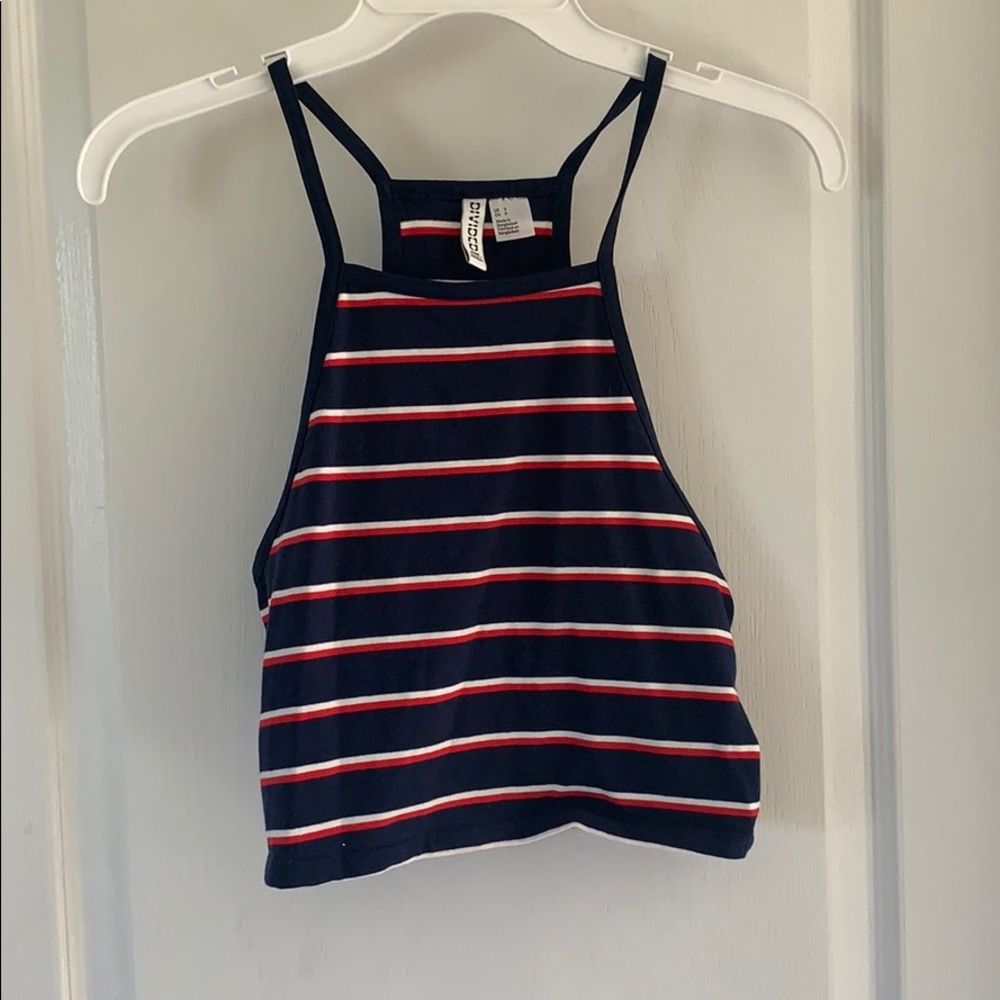 Navy Striped crop tank